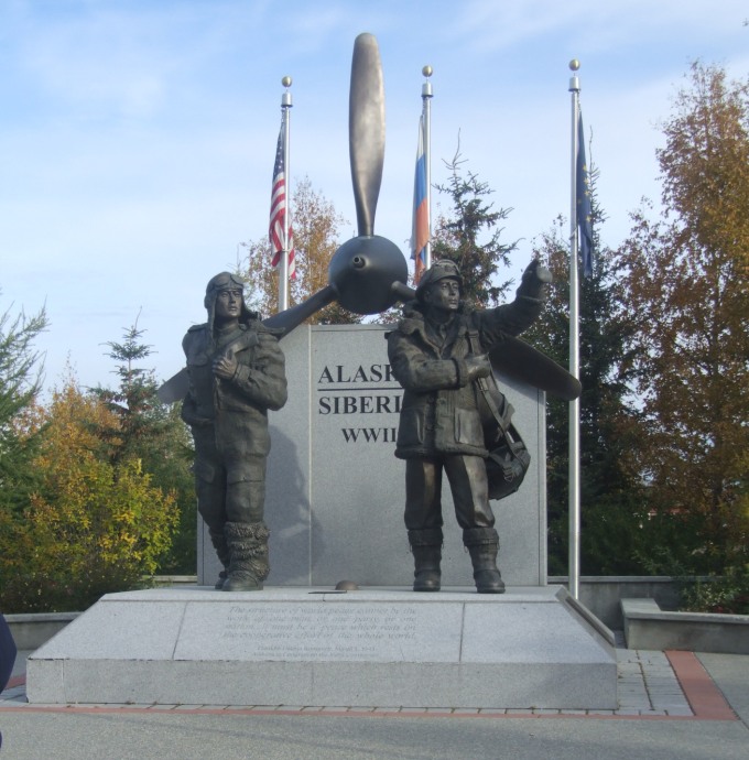 Women on Alaska Siberia World War II Memorial, Fairbanks, Alaska